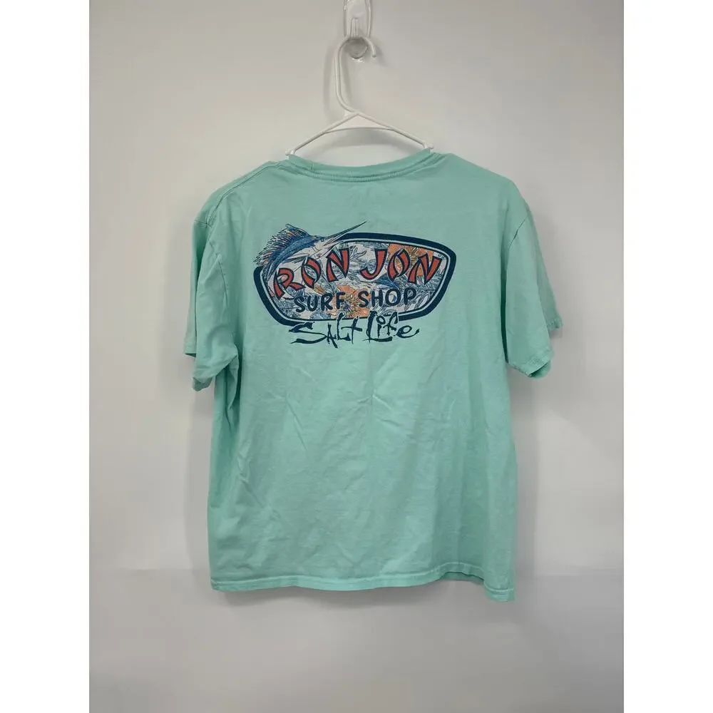 Ron Jon Surf Shop Salt Life Tropical Canopy Mint Tee Youth XL
